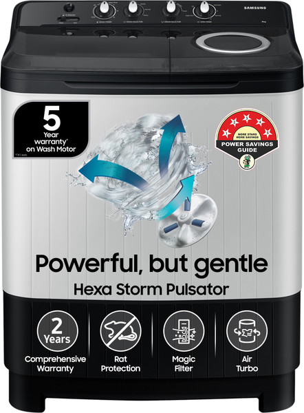 Samsung 8 kg Semi Automatic Top Load Washing Machine Black, Grey