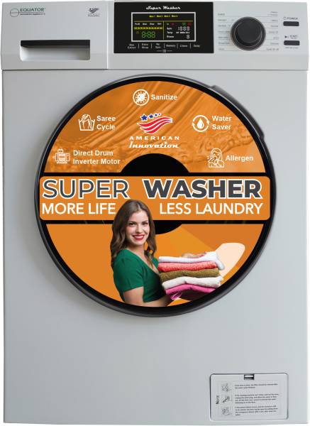 Equator 10 kg Sanitize with Saree and Allergen Cycle Fully Automatic Front Load Washing Machine with In-built Heater White