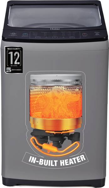 Haier 8 kg 5 Star washing Machine Fully Automatic Top Load with In-built Heater Grey