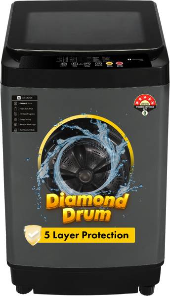 realme TechLife 7 kg 5 Star Rating Fabric Safe Wash Fully Automatic Top Load Washing Machine Black, Grey