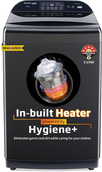 Voltas Beko 8 kg Fully Automatic Top Load Washing Machine with In-built Heater Grey