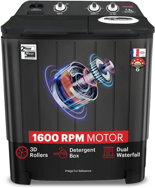 Thomson 7.5 kg Semi Automatic Top Load Washing Machine Black, Grey