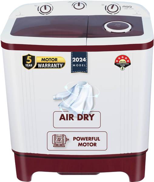 MarQ by Flipkart 6 kg 5 Star Rating Innowash Range Semi Automatic Top Load Washing Machine White, Maroon