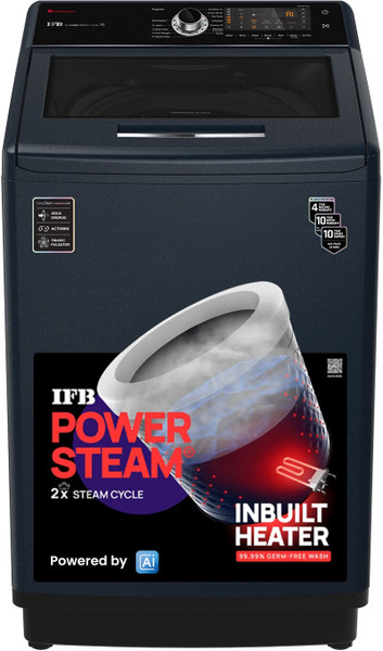 IFB 10 kg 5 Star with DeepClean Technology, PowerSteam, AI Powered,Aqua Energie Fully Automatic Top Load Washing Machine with In-built Heater Grey, Black