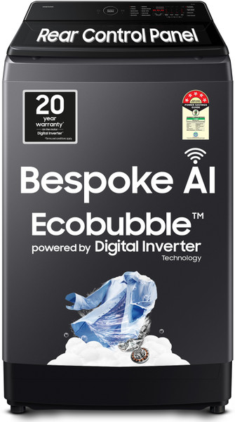 Samsung 12 kg 5 Star, AI Wash, Ecobubble, AI Energy Mode, AI VRT+, Super Speed, Soft Closing Door, Wi-Fi, Digital Inverter, Fully-Automatic Fully Automatic Top Load Washing Machine Grey, Black