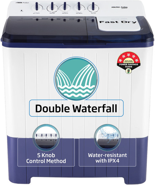 Voltas Beko 12 Kg Semi Automatic Top Load Washing Machine Blue, White