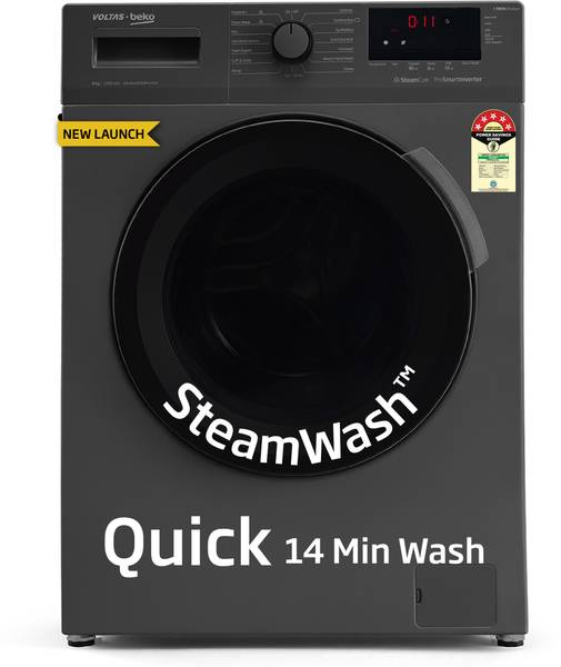 Voltas Beko 8 kg Fully Automatic Front Load Washing Machine with In-built Heater Grey