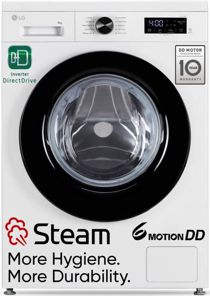 LG 8 kg Fully Automatic Front Load Washing Machine with In-built Heater White