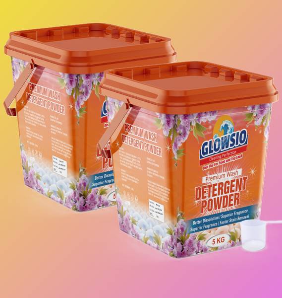 GLOWSIO Active Wash 5+5 KG Detergent Powder | Free Scoop | Preserve Fabric Shine Detergent Powder (Active Fresh)