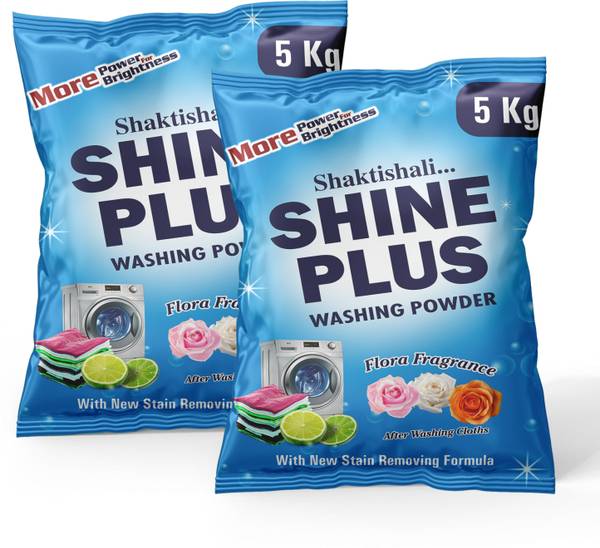 SHAKTISHALI Shineplus Detergent Powder, Washing Powder Lemon & Bleach To Remove Tough Stain Detergent Powder 10 kg