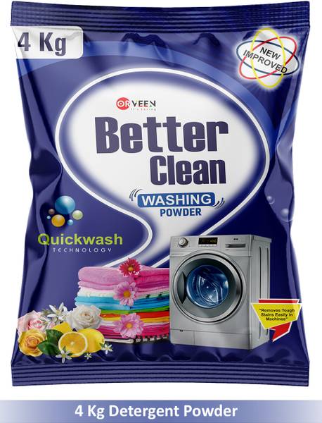 Orveen Better Clean Detergent Powder 4 Kg | Dissolves Easily | New Advanced Laundry Detergent Powder (Active Fresh)