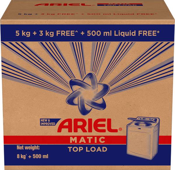 Ariel Matic Detergent Powder Top Load- 8kg+500ml Liquid free Detergent Powder