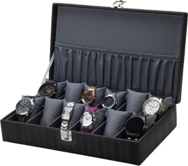 SHOPLX Gift Men's and Women's Watch Box Holder Organizer Case in Black color Watch Box