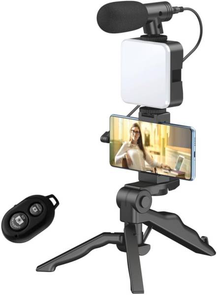 Hold up Vlogging Kit for YouTube, with Microphone and Light W64 Phone Tripod Tripod