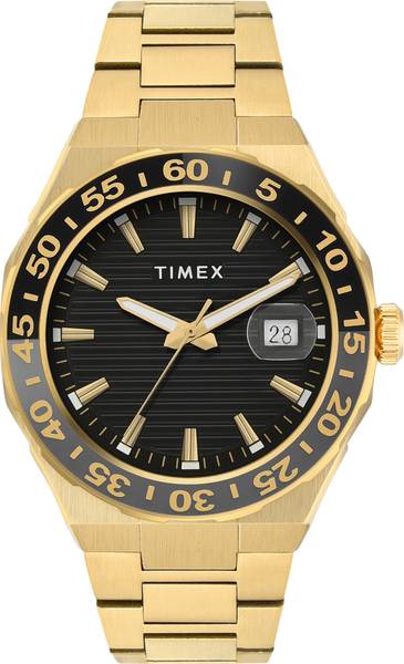 TIMEX Date Display with (Magnifier), Black Dial Analog Watch - For Men