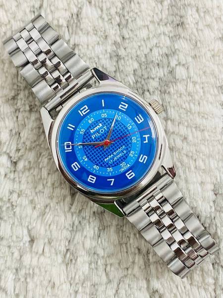 Dix Classic | Dress | Formal | Luxury Vintage HMT Pilot Mechanical Handwinding Blue Dial Analog Watch - For Men