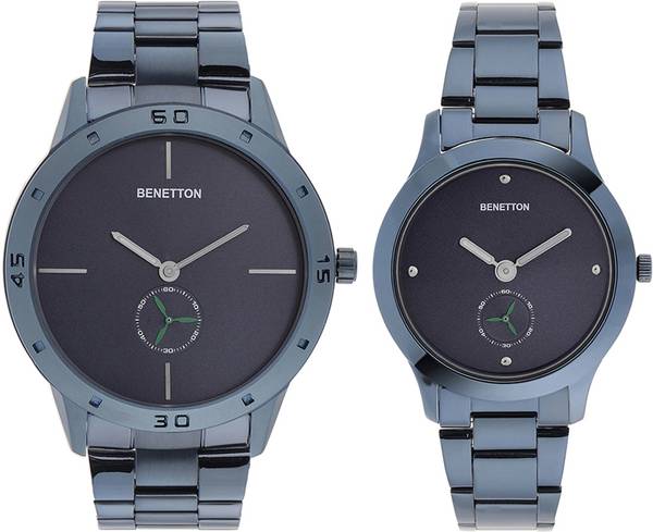 United Colors of Benetton Blue Dial Watch Gift Set Analog Watch - For Couple