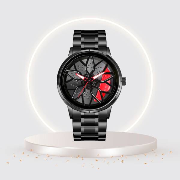 IIK Collections Tencel Men Car Wheel Watch With Spinning Car Rim Design Analog Watch - For Boys