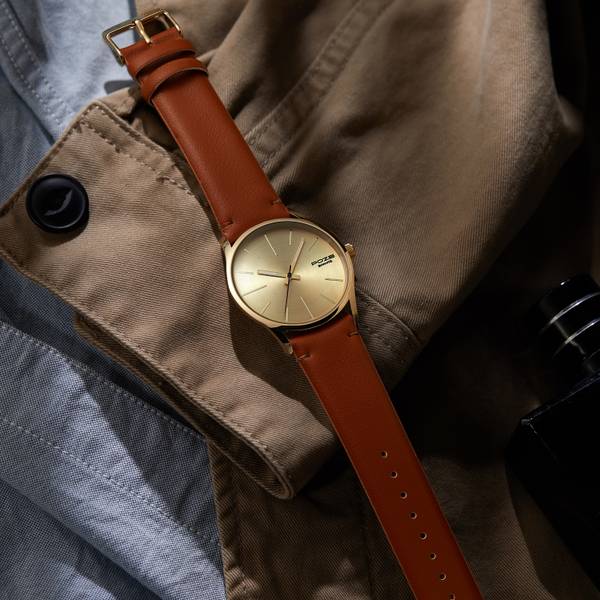 SONATA Poze Men Analog Gold Dial Yellow Strap Analog Watch - For Men