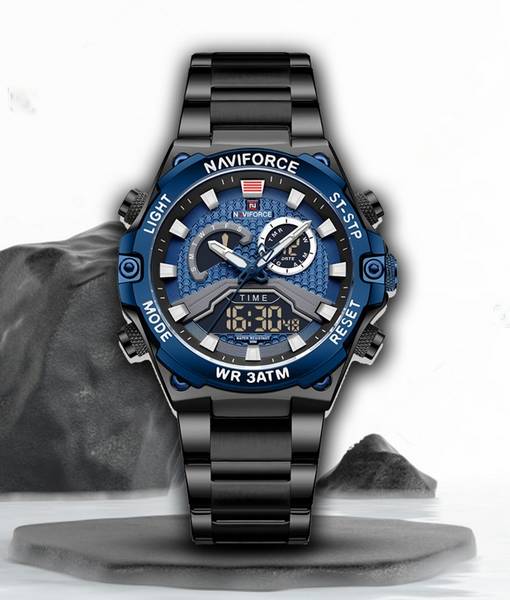 NAVIFORCE PARA CLASS Black strap and Blue digital dial military