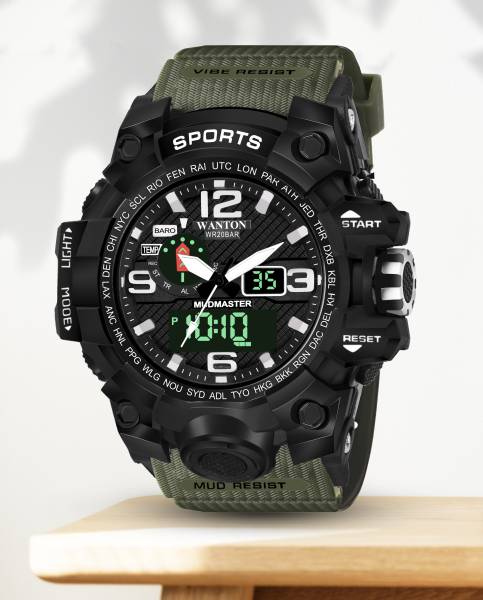 ROZHOK Adventure Multifunctional Luxury Modern Analog-Digital For Men Sports Watches Green Analog-Digital Watch - For Men