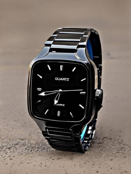 GATRADES MA198 PREMIUM LOOKING LUXURY BLACK DIAL STAINLESS STEEL CHAIN QUARTZ WATCH FOR MEN Analog Watch - For Men