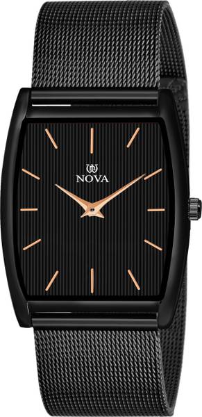 NOVA Slim watch Slim Black Mesh Chain Watch Analog Watch For Men