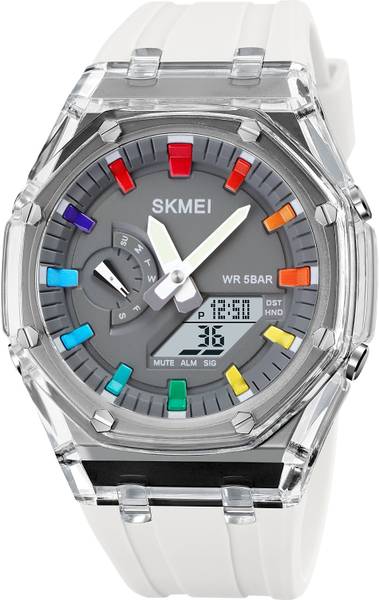 SKMEI SKMEI Analog Digital Watch White Gray Colour Mens Watch Transparent Watch Analog-Digital Watch - For Men