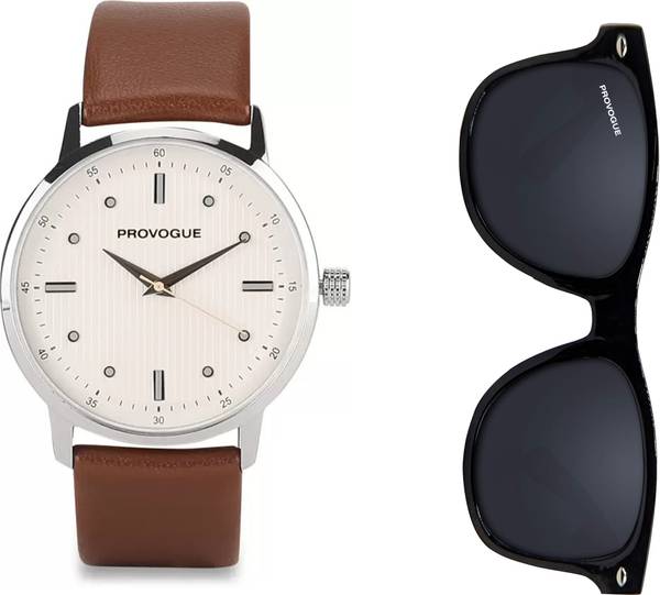 PROVOGUE Artificial Leatherette Strap watch for boys and men Premium Watch & Sunglasses Combo  Perfect Gift Set Analog Watch - For Men