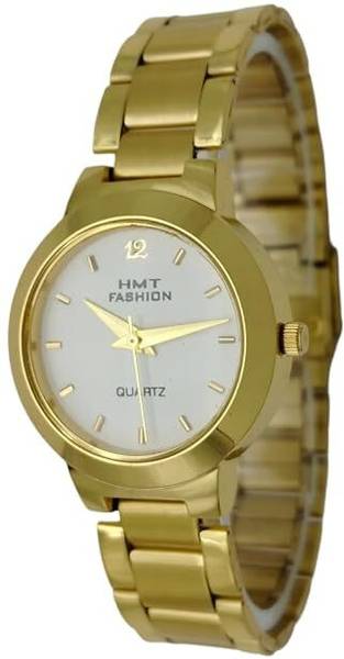 Hmt Fashion Round Golden Dial Quartz Movemnet Watch for Women and Girls G2200G Formal Watches Series Analog Watch - For Women