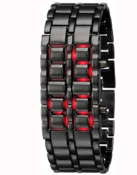 QALIBA black new design attractiive cool watches 2023 STYLISH BLACK CHAIN RED LED WATCH FOR BOYS AND MEN REAL CASUAL Digital Watch - For Boys & Girls