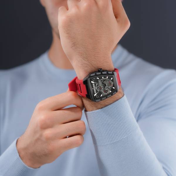 POLICE FW 24 Police Men's Tough Gear KL Rahul Edition Multifunction Watch Red Silicone Strap Analog Watch - For Men