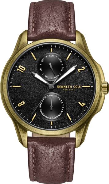 Kenneth Cole Modern Dress Sport Black Dial and Brown Leather strap Analog Watch - For Men