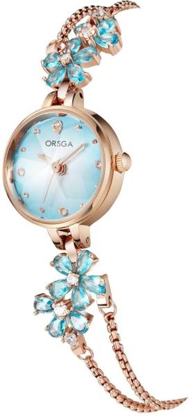 ORSGA FLEUR Blue Watch ORSGA Women FLEUR Blue Dial Flower Chain Analog Watch - For Women