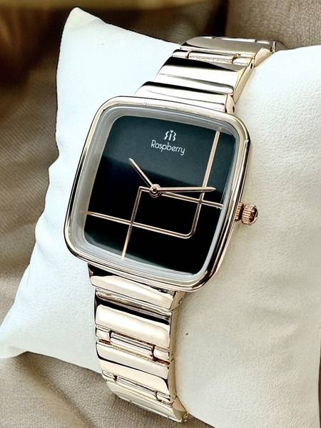 Raspberry Watches RASPBERRY M2 ROSEGOLD (black-dial) square elegant & sleek design Raspberry M2 RoseGold (black-dial) Square wrist watch Analog Watch ...