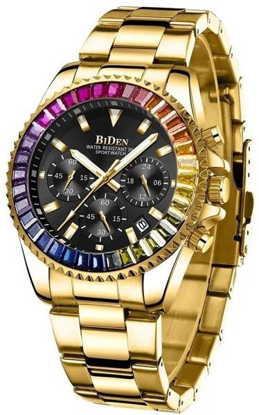 OVERFLY BIDEN Watches Chronograph Rolex Gold Original Luxury golden Wrist Watch for Men Analog Watch - For Men