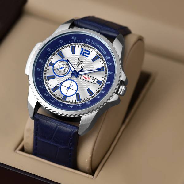FOGG 1219-Blue Day and Date Display Analog Watch - For Men