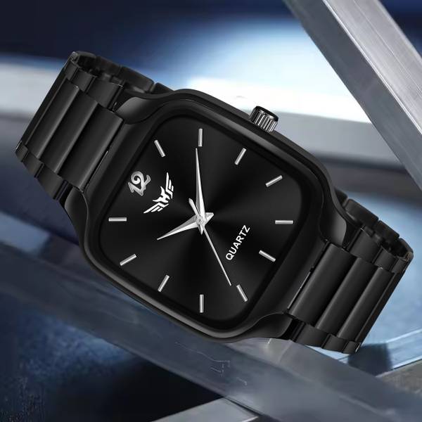 HALA HL-8186 Premium Quality Square Black Stainless Steel Chain Analog Watch - For Men