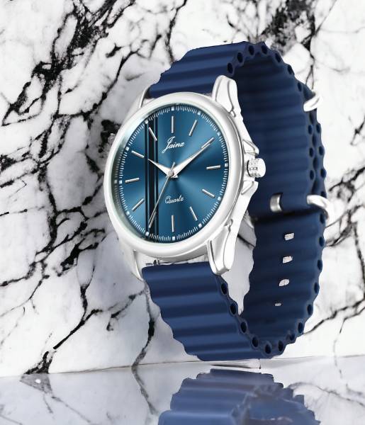 JAINX JM7187 Blue Silicone Band Analog Watch - For Men