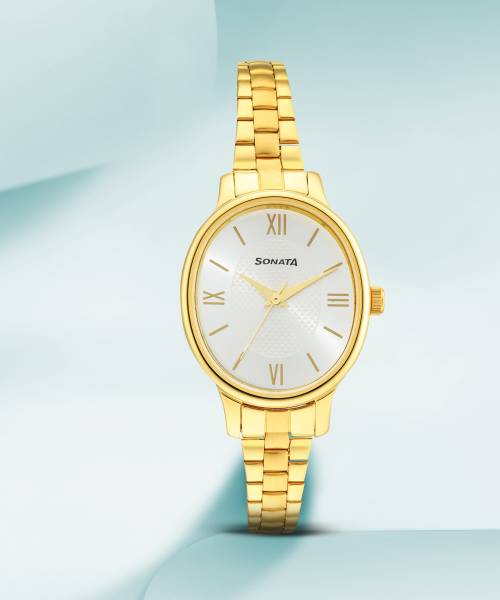 SONATA 8179YM01 Classic Gold Analog Watch - For Women