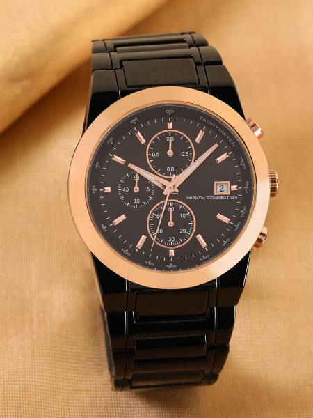 French Connection New Collection Black Dial Analog Watch - For Men