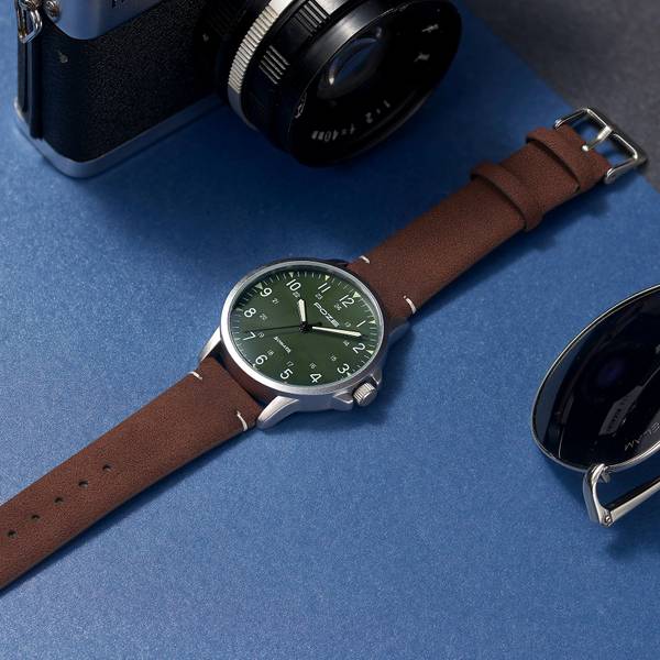 SONATA Poze Green Dial Dark brown Strap Analog Watch - For Men