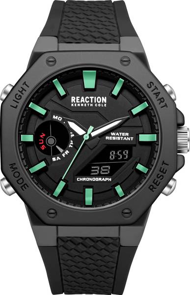 Kenneth Cole Reaction New Collection Black Octagon Dial Analog-Digital Watch - For Men