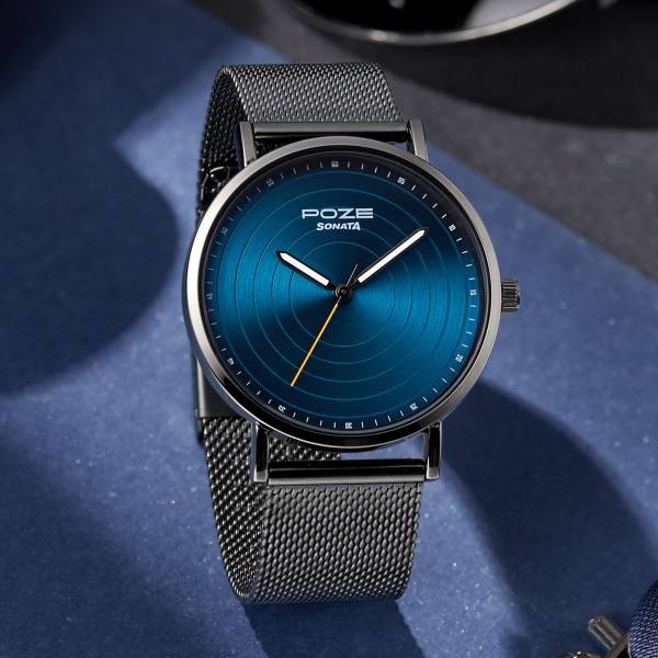 SONATA Poze Men Analog Blue Dial Gun Strap Analog Watch - For Men