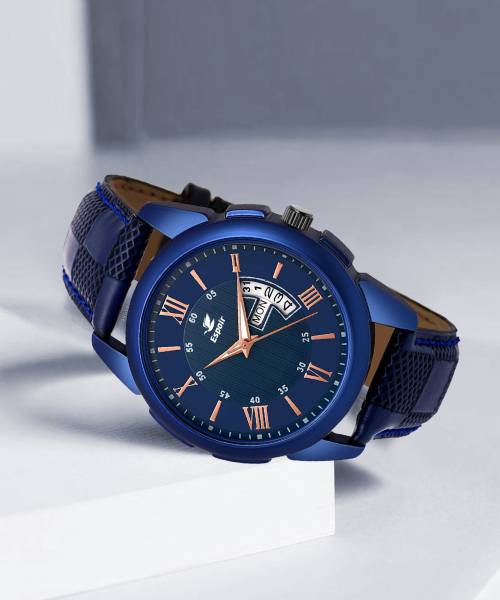 Espoir CheckBlueRay0507 Day And Date Functioning Mens and Boys Solitary Blue Dial Unique Pattern New Latest Trendy Stylish Analog Watch  - For Men