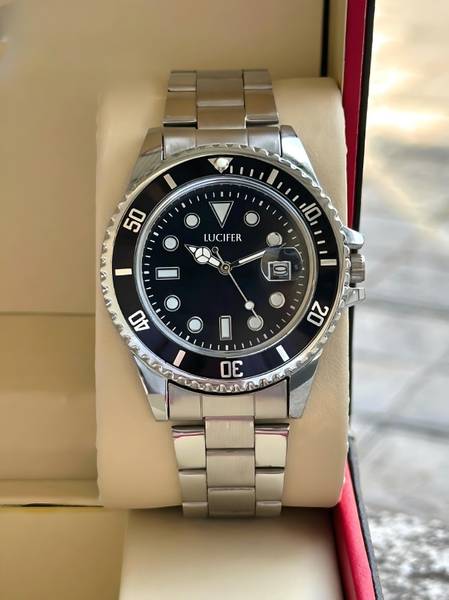 Lucifer DRM009 BLACK Luxury Brand Full Stainless Steel Waterproof with Calendar Professional Edge Black Day and Date Analog Watch - For Men