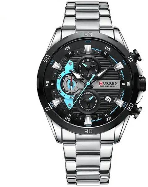 Curren CR 8402 Silver Black Mens Watch Analog Watch For Men