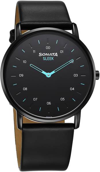 SONATA Sleek 6.0 Analog Black Dail With Black Leather Strap Analog Watch - For Men