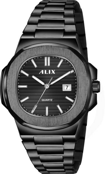 Alix Luxurious fashion date display quartz stainless steel strap waterproof Analog Watch - For Men