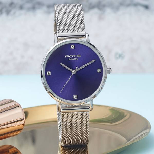 Sonata analog blue dial women's watch sales